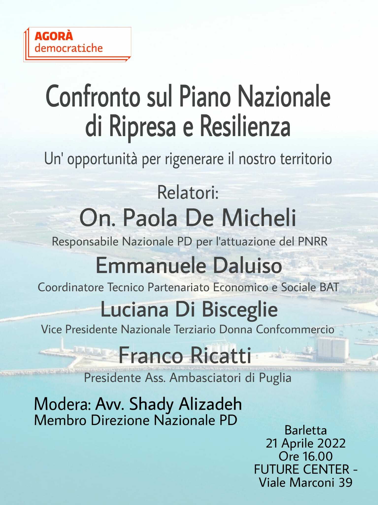 Confronto sul Piano Nazionale di Ripresa e Resilienza-un opportunità per rigenerare il territorio del nord barese