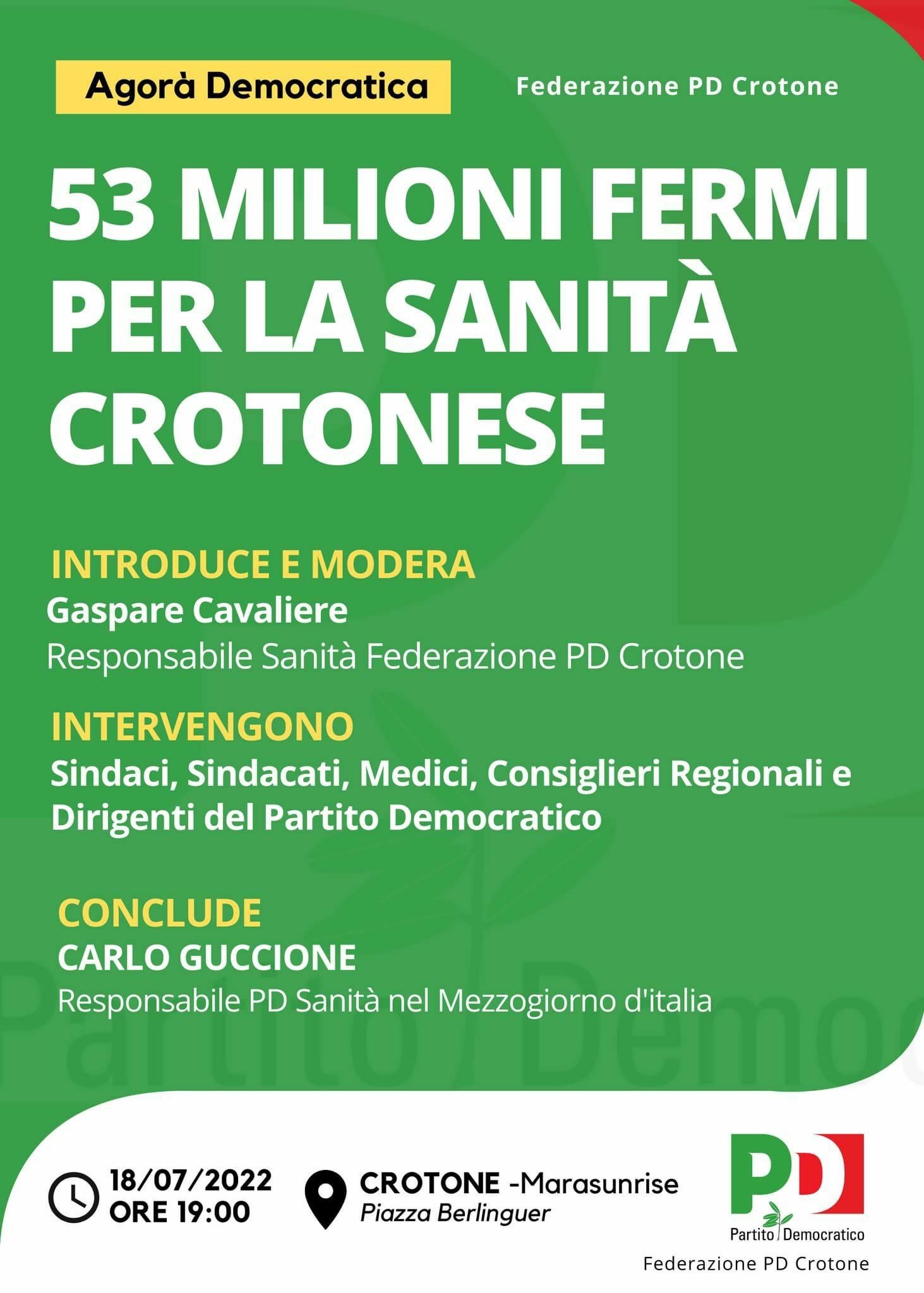53 milioni fermi per la Sanità Crotonese